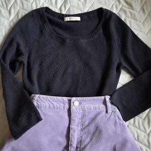 Prada Midnight Blue Crew Neck Vintage Sweater, 3/4 sleeve, sz 42, classic look!